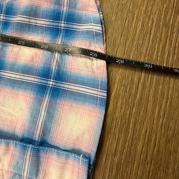 Wrangler Western Blue Plaid Pearl Button Breast Cancer Awareness Shirt Sz L - Picture 4 of 12